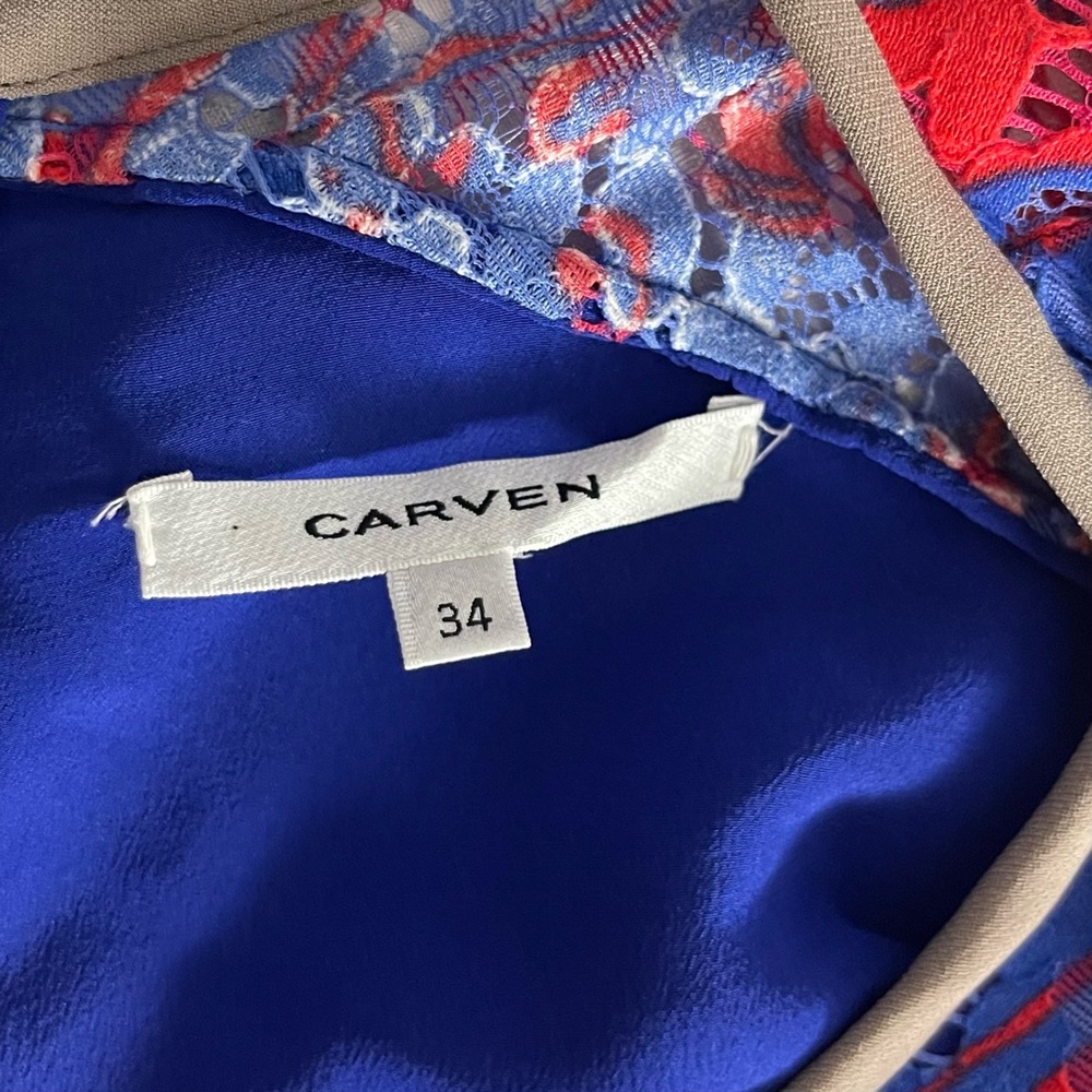 CARVEN Colorblock Pattern Mini Dress - Picture 6 of 7